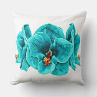 Retro Pop Art Turquoise Amaryllis Throw Pillow