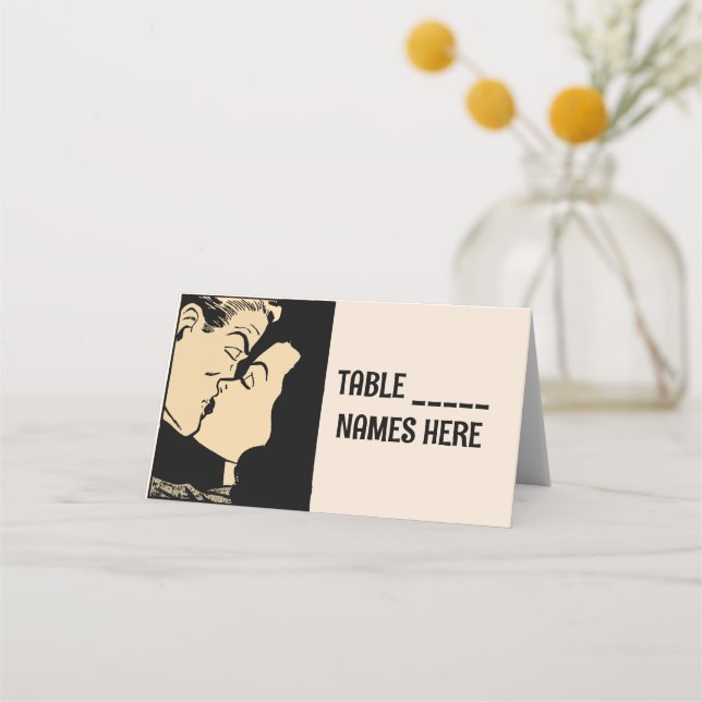 RETRO POP ART WEDDING Folded Place Cards (Front)