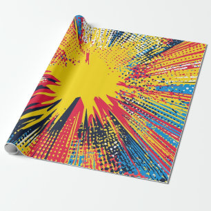 Retro Pop Art Yellow Explosion Comic Wrapping Paper