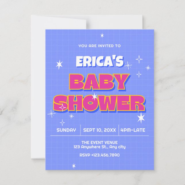 Retro pop baby shower invitation (Front)