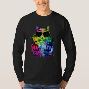 Retro Pop Chipmunk Striped Squirrel Gamer Headphon T-Shirt
