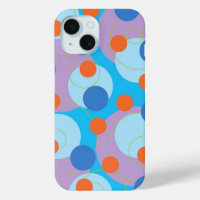 Retro Pop Circles Blue & Orange Dots Funky Groovy