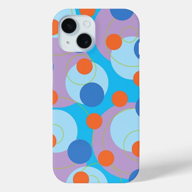 Retro Pop Circles Blue & Orange Dots Funky Groovy Case-Mate iPhone Case (Back)