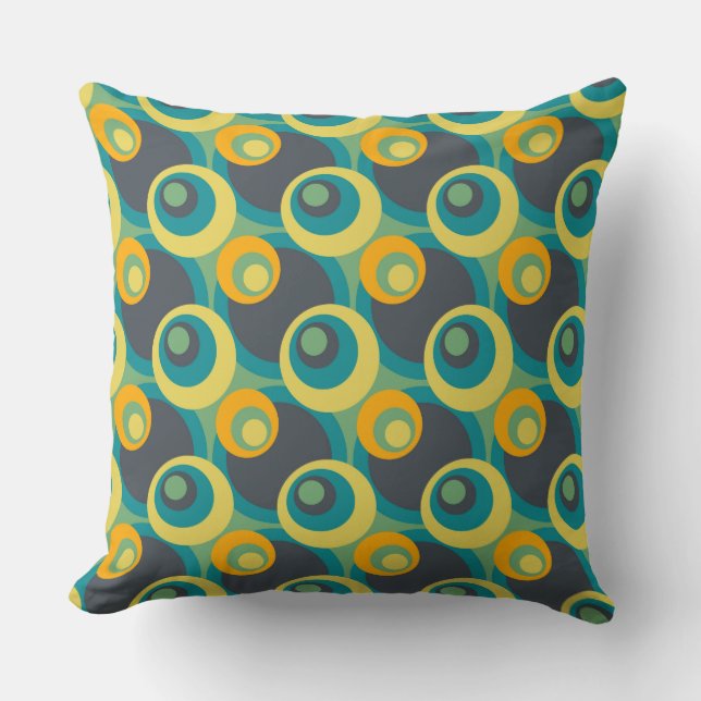 Retro Pop Circles Pattern #4 Throw Pillow (Front)