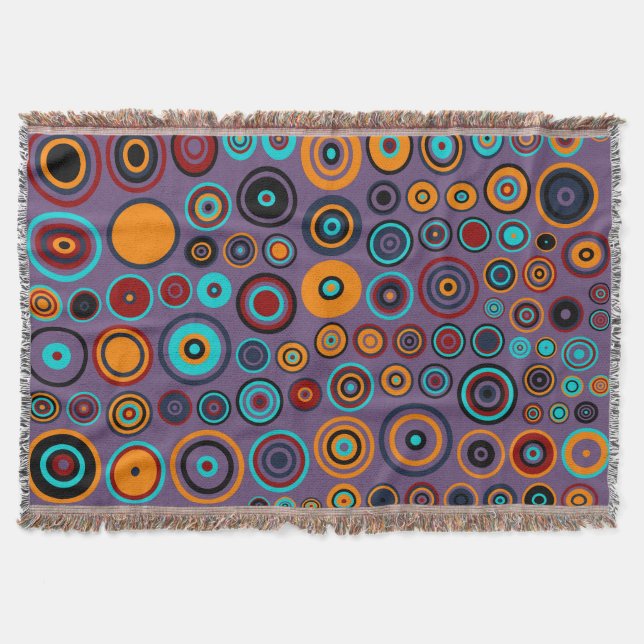 Retro Pop Circles Pattern Throw Blanket (Front)