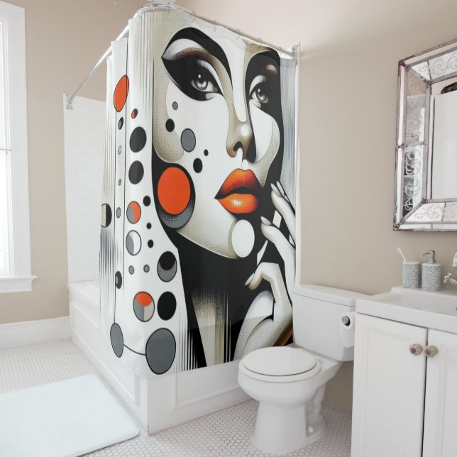 Retro Pop Diva: Geometric Elegance Abstract Art  (In Situ)