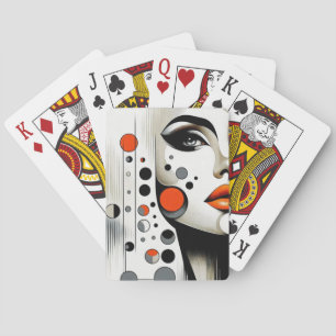 Retro Pop Diva: Geometric Elegance Abstract Art Playing Cards