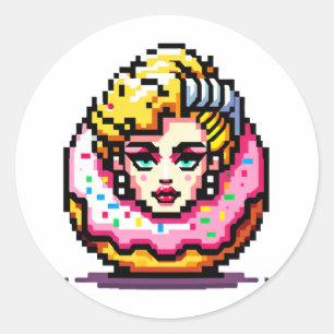 Retro Pop Donut - Vibrant 80s Fashion Icon Art Classic Round Sticker