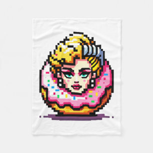 Retro Pop Donut - Vibrant 80s Fashion Icon Art Fleece Blanket
