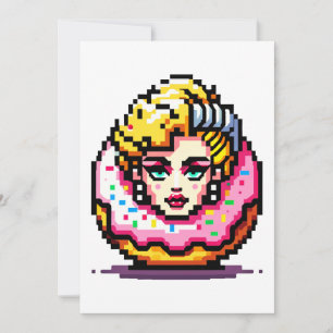 Retro Pop Donut - Vibrant 80s Fashion Icon Art Holiday Card