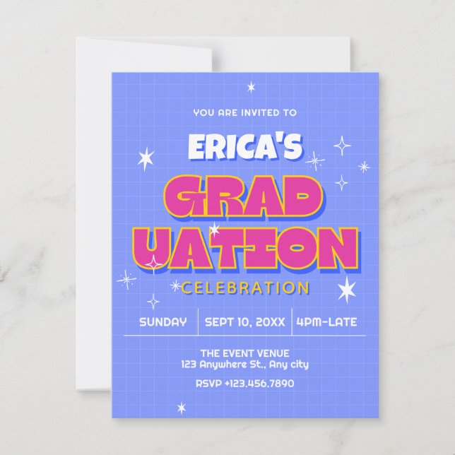 Retro pop graduation invitation (Front)