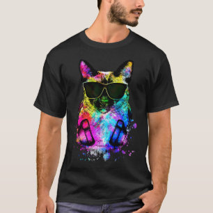 Retro Pop Siamese Cat Meezer Portrait with Headpho T-Shirt
