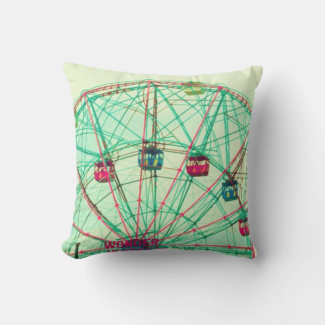 Retro Pop Summer Carnival Throw Pillow (Front)