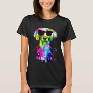 Retro Pop Weimaraner Dog Portrait with Headphones T-Shirt