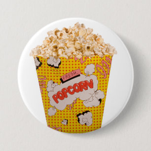 Retro Popcorn - Colour 3 Inch Round Button