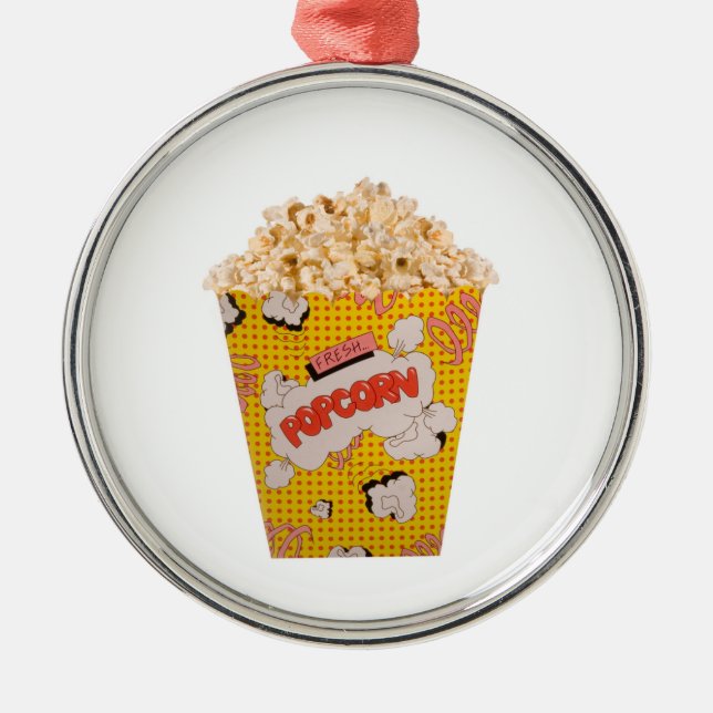 Retro Popcorn - Colour Metal Ornament (Front)