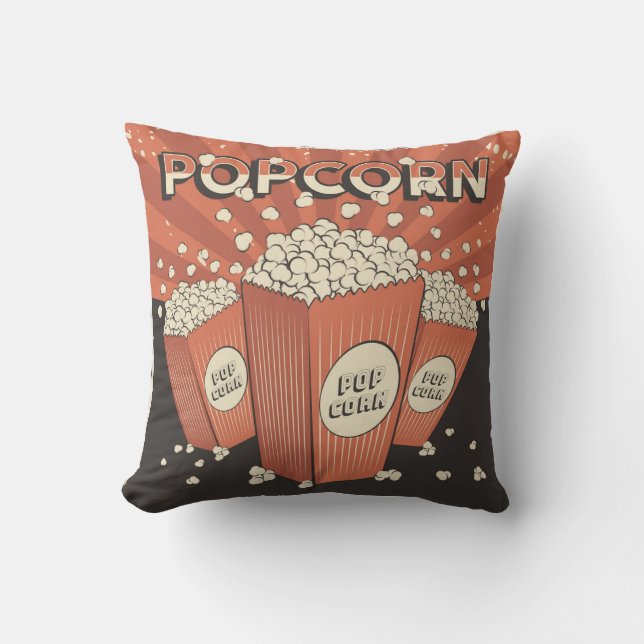 Retro Popcorn party Throw Pillow (Front)