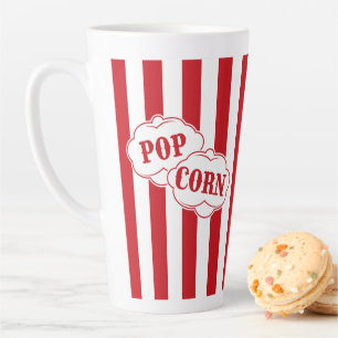 Retro Popcorn-Themed Latte Mug - Fun & Quirky