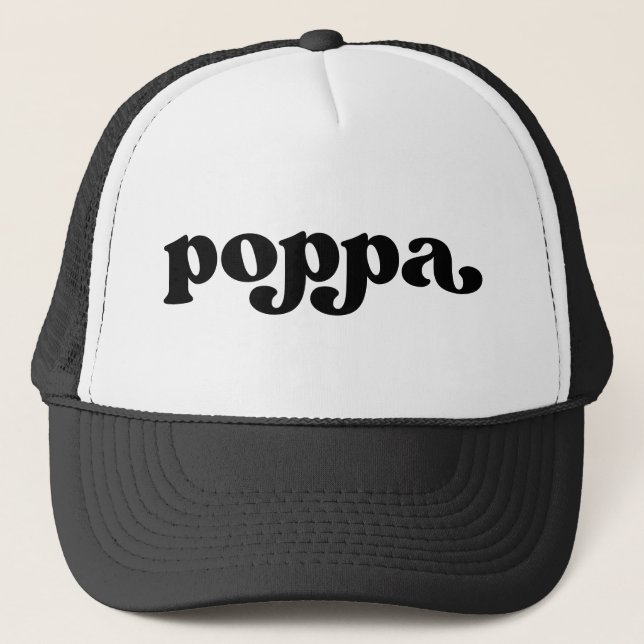 Retro Poppa Black and White Trucker Hat (Front)