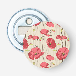 Retro Poppies Pattern Bottle Opener
