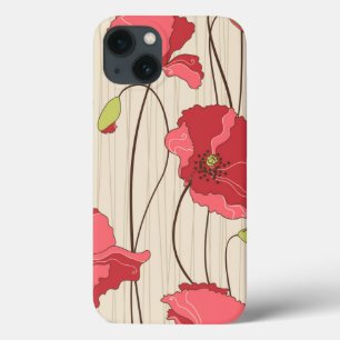 Retro Poppies Pattern iPhone 13 Case