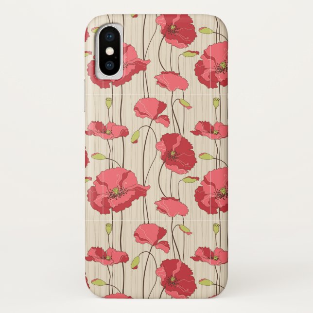 Retro Poppies Pattern Case-Mate iPhone Case (Back)