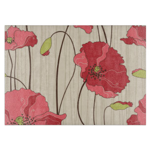 Retro Poppies Pattern Cutting Board