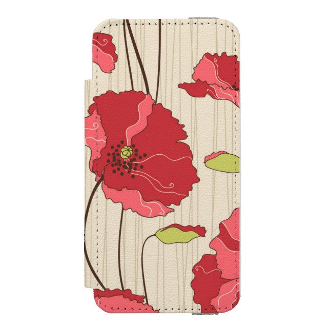 Retro Poppies Pattern Incipio iPhone Wallet Case (Folio Front)