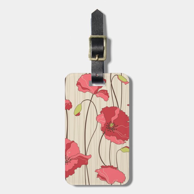 Retro Poppies Pattern Luggage Tag (Front Vertical)
