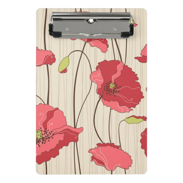Retro Poppies Pattern Mini Clipboard (Front)