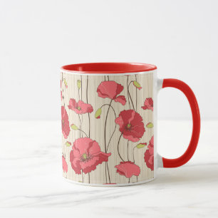 Retro Poppies Pattern Mug