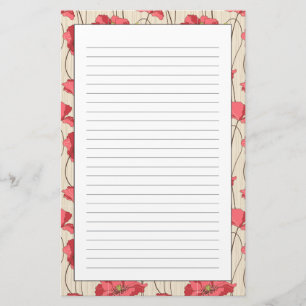 Retro Poppies Pattern Stationery