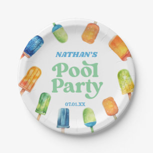 Retro Popsicle Birthday Pool Party Paper Plate