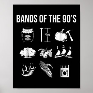 Retro Popular Music Bands Of The 90s Rock Funny Vi Poster