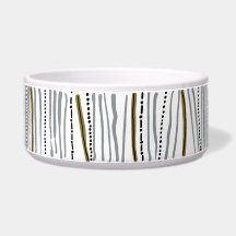 Retro Porcelain Pet Bowl with Midcentury Print
