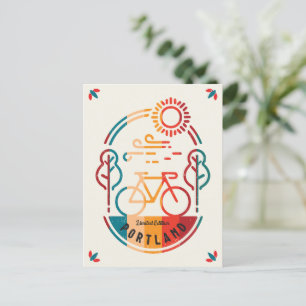 Retro Portland Bike Trail Postcard