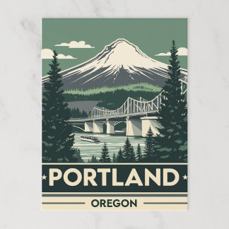 Retro Portland Oregon Mountain Bridge Postcard