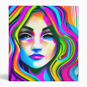 Retro Portrait of a Woman with Rainbow Hair Binder