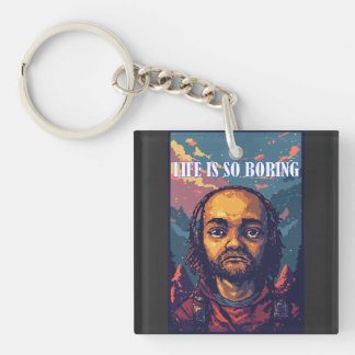 Retro Portrait Typography Keychain