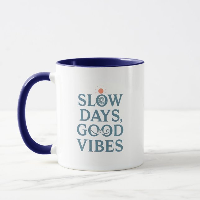 Retro Positive and Relaxing Saying Mug (Left)