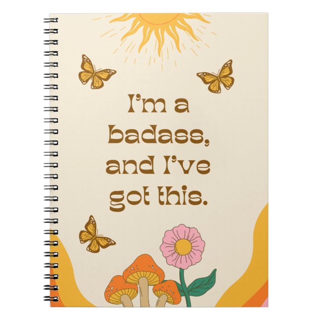 Retro Positive Girly Self Motivational Quote Notebook (Front)