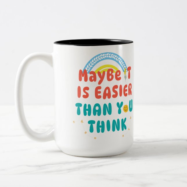 Retro Positive Quote Two-Tone Mug, 15 oz Coffee Mug (Left)