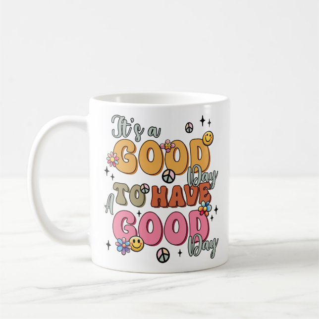 Retro Positivity "It's a Good Day" Coffee Mug (Left)