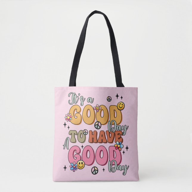 Retro Positivity "It's a Good Day" Tote Bag (Front)