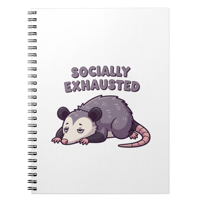 Retro Possum Social Battery Lined Notebook (Front)