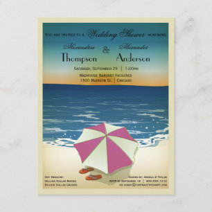 Retro Post Card Inspired Beach Scene Invite