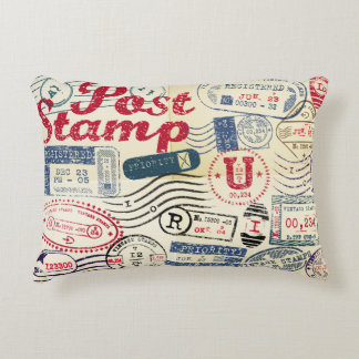 Retro post stamps, vintage collection. accent pillow