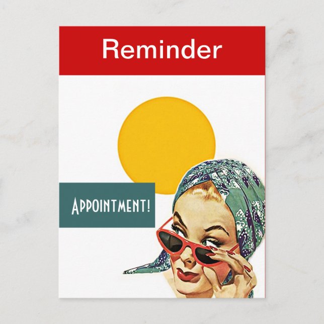 Retro Postcard Busy Lady Appointment Reminder PC (Front)