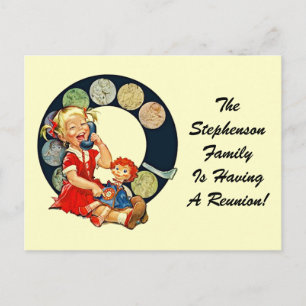Retro Postcard Family Reunion Staying-In-Touch