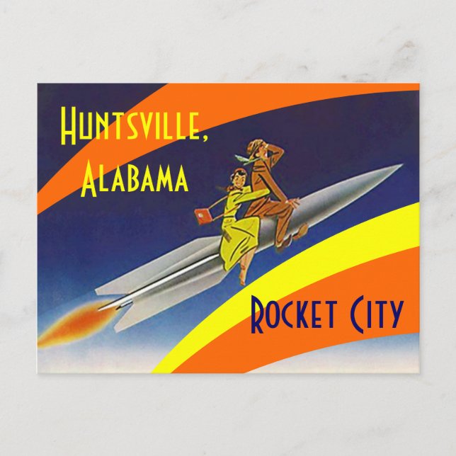 Retro Postcard Huntsville Alabama Rocket City AL (Front)